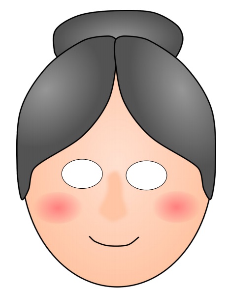 çocuklar için hazır kağıttan Yaşlı Kadın maskesi şablonu