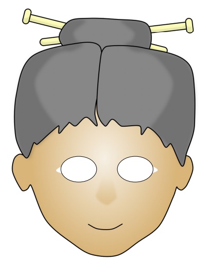 çocuklar için hazır kağıttan Yaşlı Kadın maskesi şablonu