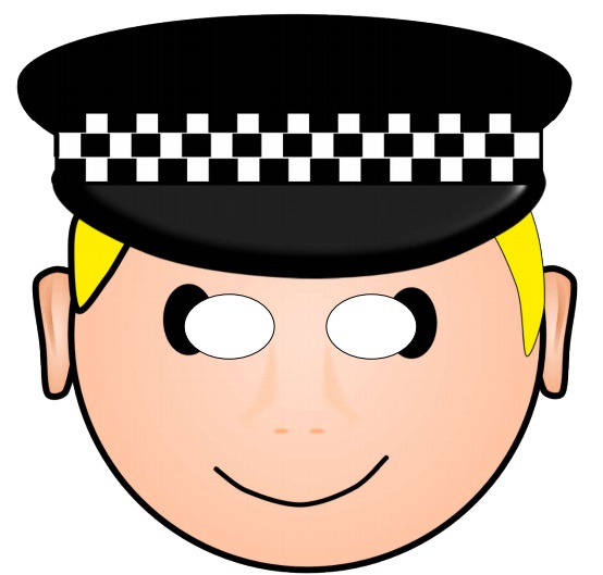 çocuklar için hazır kağıttan Polis maskesi şablonu