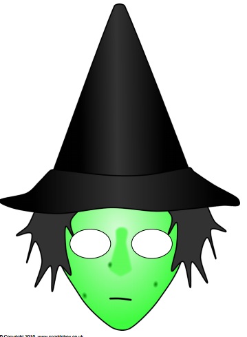 çocuklar için hazır kağıttan cadı maskesi şablonu