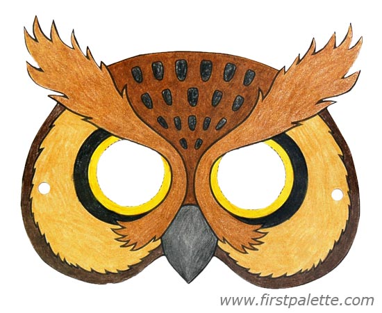Çocuklar İçin  Baykuş Hazır Maske Şablonları 