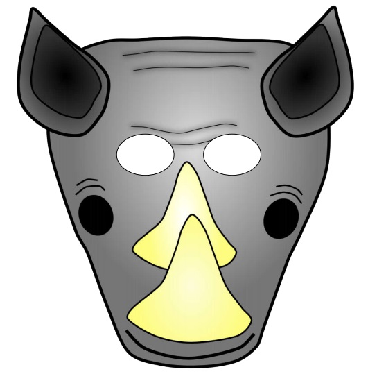 Çocuklar İçin  Gergedan Hazır Maske Şablonları 