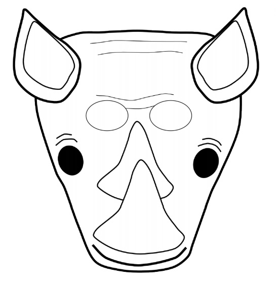 Çocuklar İçin  Gergedan Hazır Maske Şablonları 