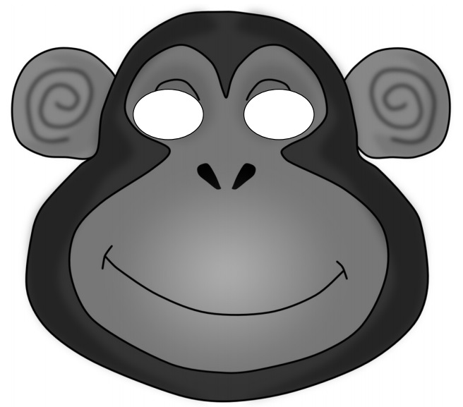 Çocuklar İçin  Maymun Hazır Maske Şablonları 