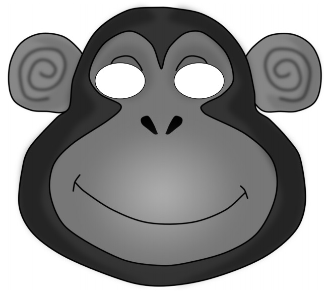 Çocuklar İçin  Maymun Hazır Maske Şablonları 