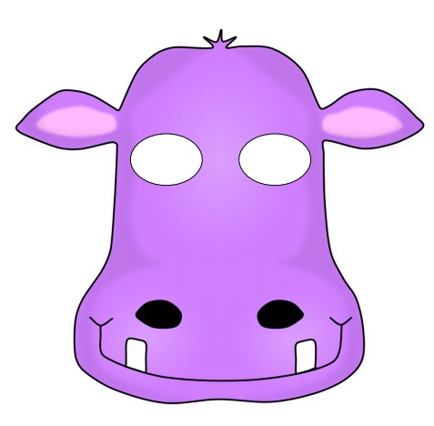 çocuklar için hazır kağıttan Su Aygırı maskesi şablonu