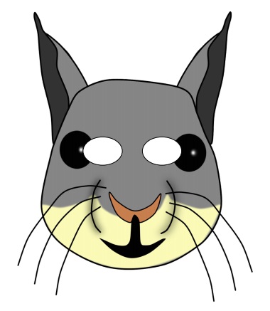 çocuklar için hazır kağıttan Tavşan maskesi şablonu