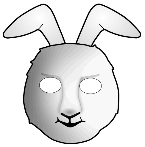 çocuklar için hazır kağıttan Tavşan maskesi şablonu