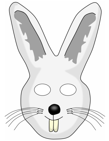 çocuklar için hazır kağıttan Tavşan maskesi şablonu