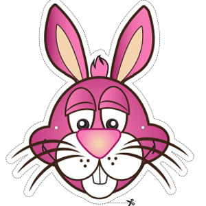 çocuklar için hazır kağıttan Tavşan maskesi şablonu