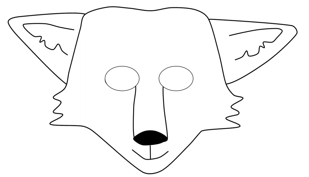 çocuklar için hazır kağıttan Tilki maskesi şablonu