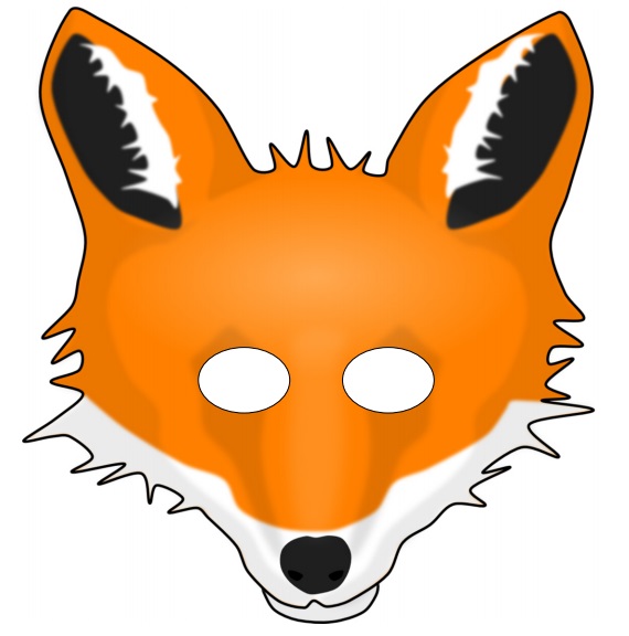 çocuklar için hazır kağıttan Tilki maskesi şablonu