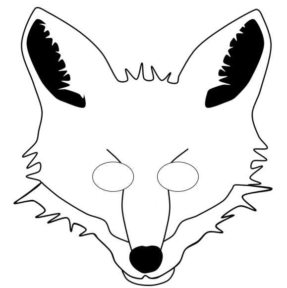 çocuklar için hazır kağıttan Tilki maskesi şablonu