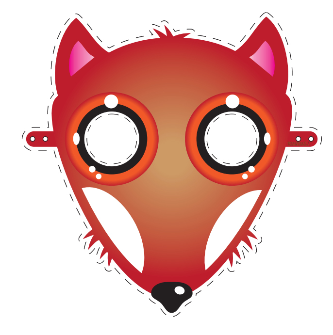 çocuklar için hazır kağıttan Tilki maskesi şablonu