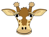 çocuklar için hazır kağıttan Zürafa maskesi şablonu