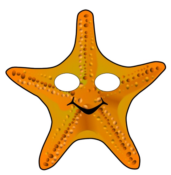 çocuklar için hazır kağıttan Deniz Yıldızı maskesi şablonu