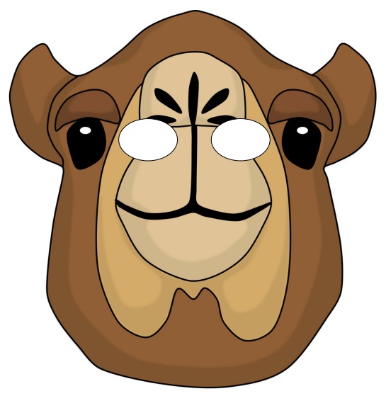 çocuklar için hazır kağıttan Deve maskesi şablonu