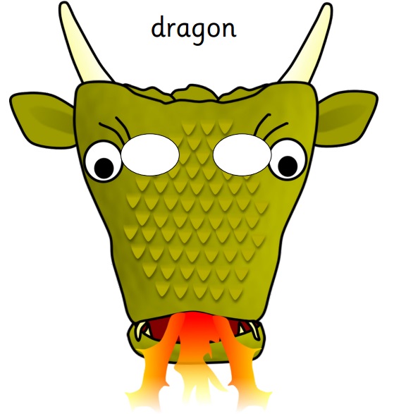 çocuklar için hazır kağıttan Ejderha maskesi şablonu