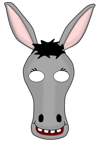 çocuklar için hazır kağıttan eşşek maskesi şablonu