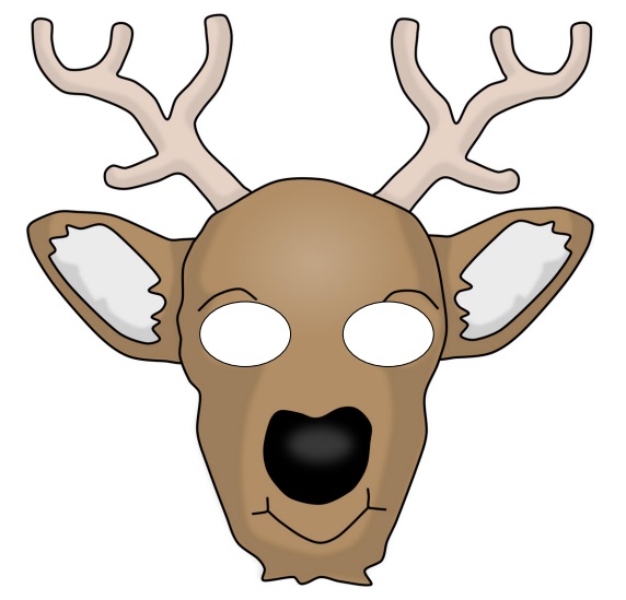 çocuklar için hazır kağıttan Geyik maskesi şablonu