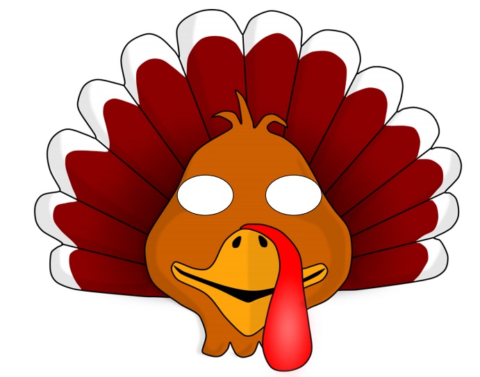 çocuklar için hazır kağıttan hindi maskesi şablonu