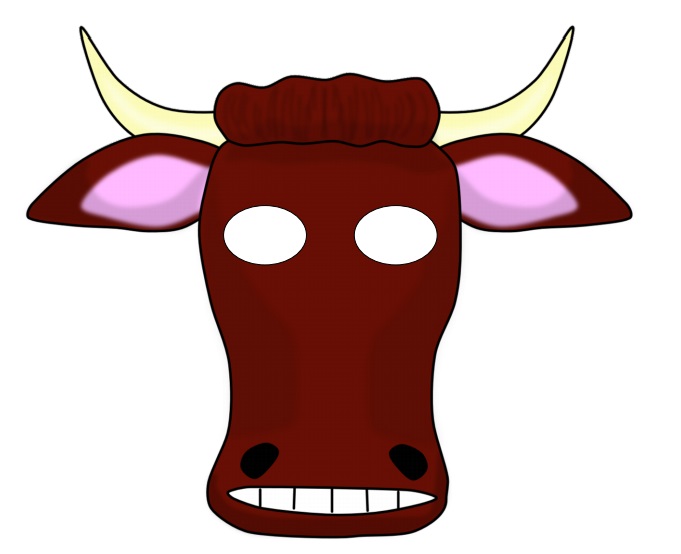 Çocuklar İçin  inek Hazır Maske Şablonları 