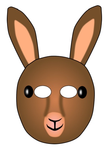 çocuklar için hazır kağıttan kanguru maskesi şablonu