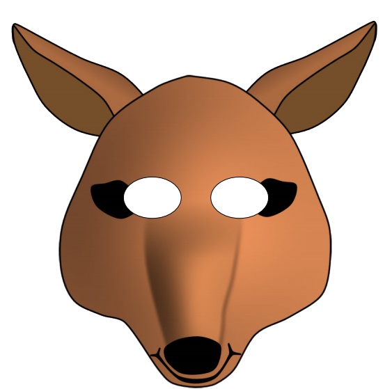 çocuklar için hazır kağıttan Kanguru maskesi şablonu