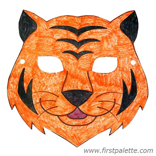 çocuklar için hazır kağıttan Kaplan maskesi şablonu