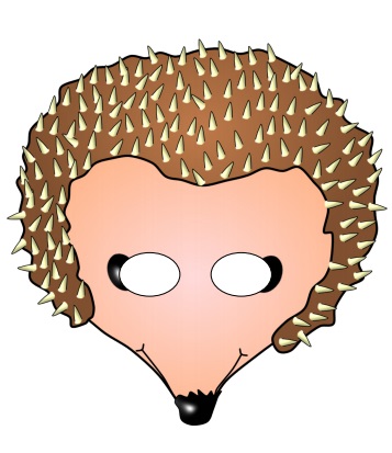 çocuklar için hazır kağıttan Kirpi maskesi şablonu