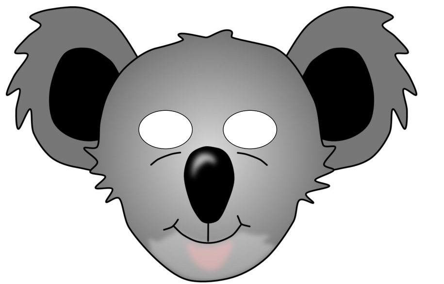 çocuklar için hazır kağıttan Koala maskesi şablonu