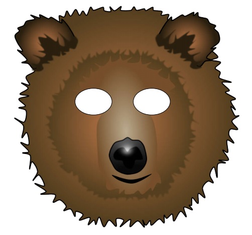 çocuklar için hazır kağıttan Ayı maskesi şablonu