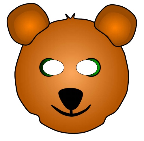 çocuklar için hazır kağıttan Ayı maskesi şablonu