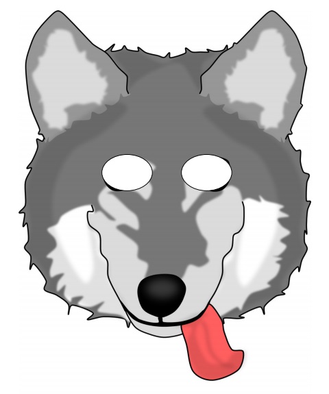 çocuklar için hazır kağıttan kurt maskesi şablonu