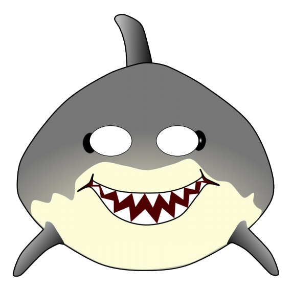 çocuklar için hazır kağıttan Köpek Balığı maskesi şablonu