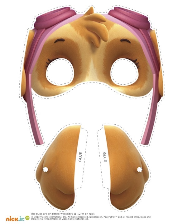 çocuklar için hazır kağıttan Paw Patrol maskesi şablonu
