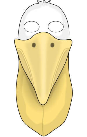 çocuklar için hazır kağıttan Pelikan maskesi şablonu