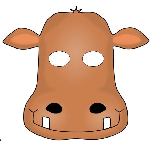 çocuklar için hazır kağıttan Su Aygırı maskesi şablonu