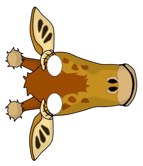 çocuklar için hazır kağıttan Zürafa maskesi şablonu