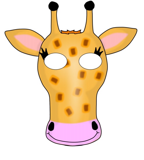 çocuklar için hazır kağıttan zürafa maskesi şablonu