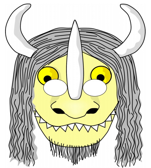 çocuklar için hazır kağıttan Korkunç Surat maskesi şablonu