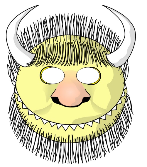 çocuklar için hazır kağıttan Korkunç Surat maskesi şablonu