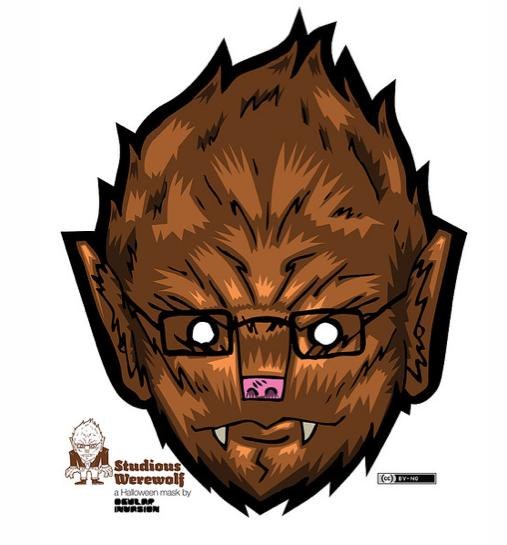 çocuklar için hazır kağıttan Korkunç Surat maskesi şablonu