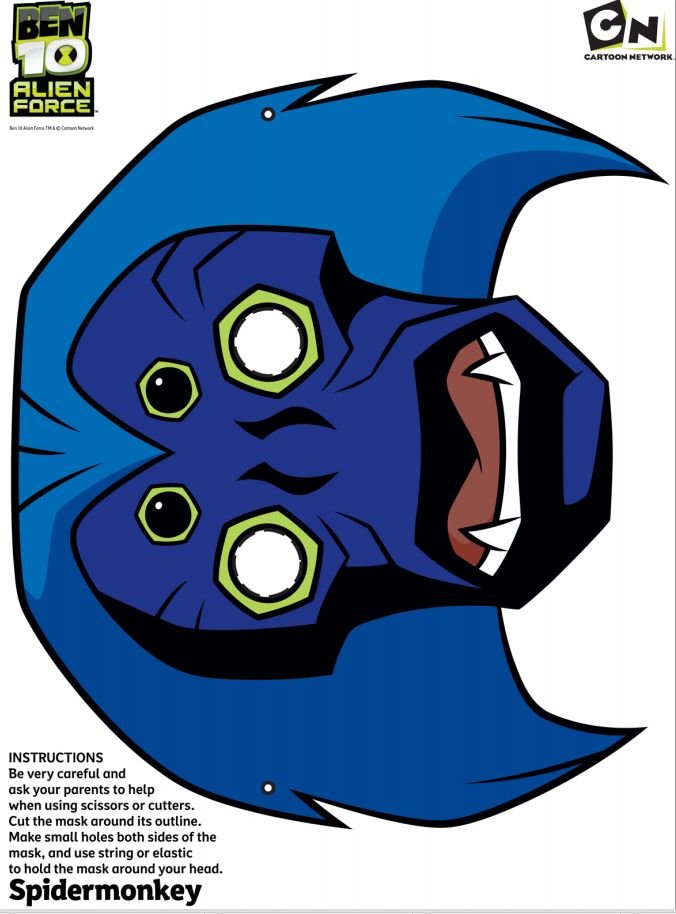 çocuklar için hazır kağıttan Korkunç Surat maskesi şablonu