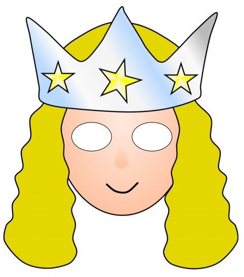 çocuklar için hazır kağıttan Prences maskesi şablonu