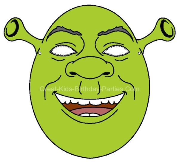 çocuklar için hazır kağıttan Shrek maskesi şablonu