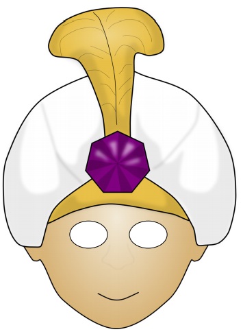 çocuklar için hazır kağıttan Sultan maskesi şablonu