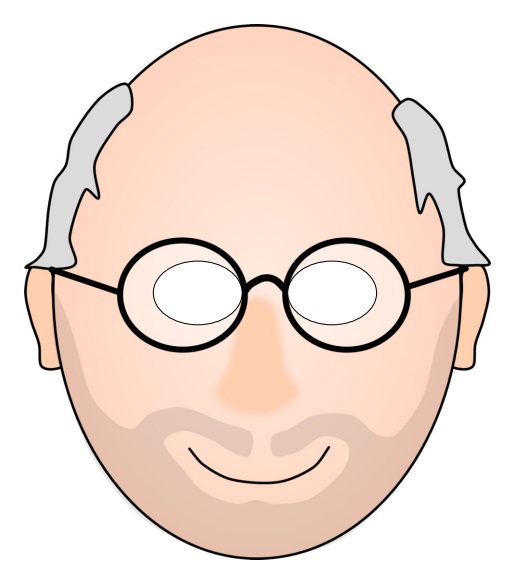 çocuklar için hazır kağıttan yaşlı adam maskesi şablonu