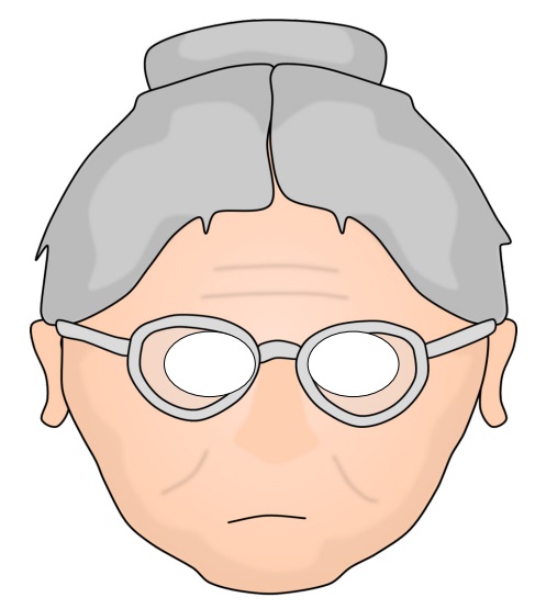 çocuklar için hazır kağıttan Yaşlı kadın maskesi şablonu