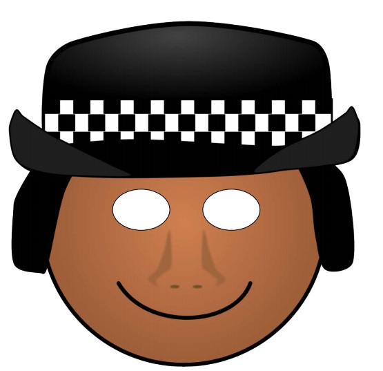 çocuklar için hazır kağıttan polis maskesi şablonu